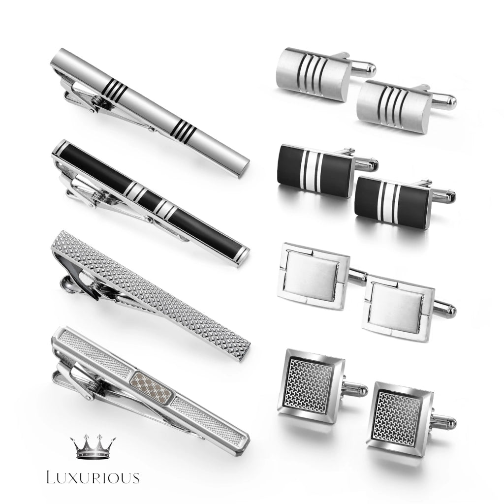 Luxury Tie Clips & Cufflinks Set