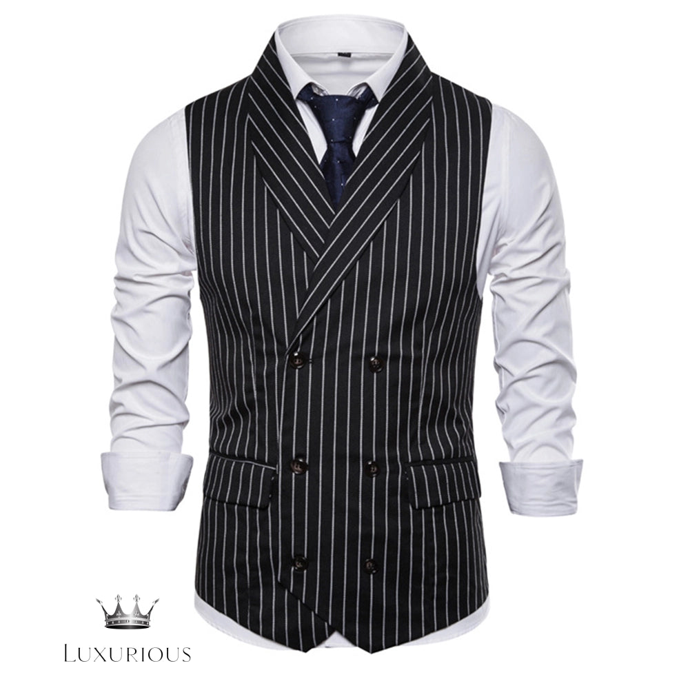 Slim Fit Striped Double Breasted Vest Waistcoat waistcoat Luxurious Weddings