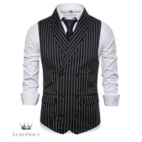 Slim Fit Striped Double Breasted Vest Waistcoat waistcoat Luxurious Weddings