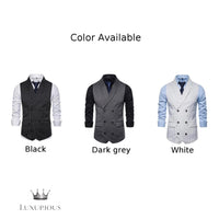 Slim Fit Striped Double Breasted Vest Waistcoat