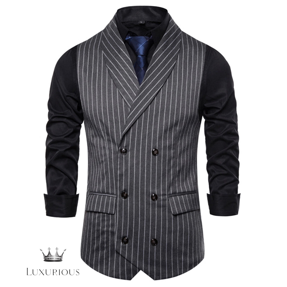 Slim Fit Striped Double Breasted Vest Waistcoat waistcoat Luxurious Weddings