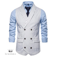 Slim Fit Striped Double Breasted Vest Waistcoat waistcoat Luxurious Weddings