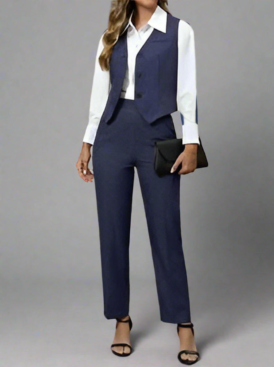 Women's Single Breasted Vest and Pants 2-Piece Elegant Business Suit Women's Suit Luxurious Weddings