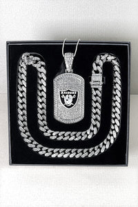 Las Vegas Raiders Bling Dog Tag Necklace Jewellery Luxurious Weddings