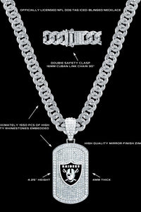 Las Vegas Raiders Bling Dog Tag Necklace Jewellery Luxurious Weddings