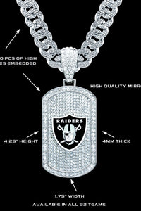 Las Vegas Raiders Bling Dog Tag Necklace Jewellery Luxurious Weddings