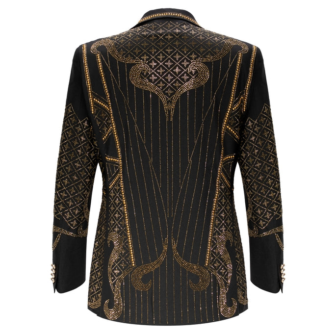 BAROCCO Men's Duke Rhinestone Design Blazer | Black/Gold Men's Blazer Luxurious Weddings