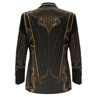 BAROCCO Men's Duke Rhinestone Design Blazer | Black/Gold Men's Blazer Luxurious Weddings