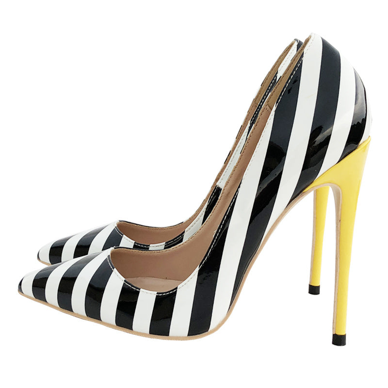 Striped patent leather point-toe pumps shoes Luxurious Weddings