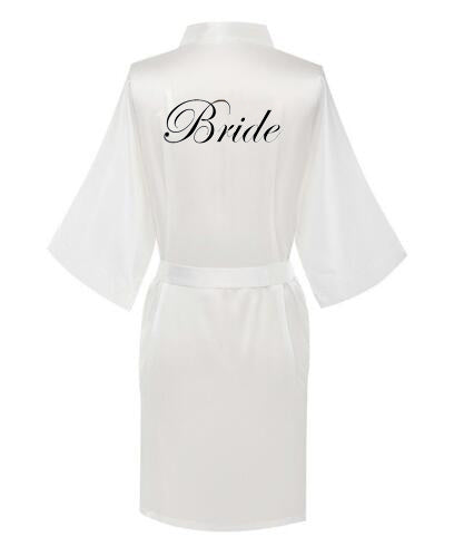 New Bride Bridesmaid Robe With White Black Letters Mother Bridal Robes Luxurious Weddings