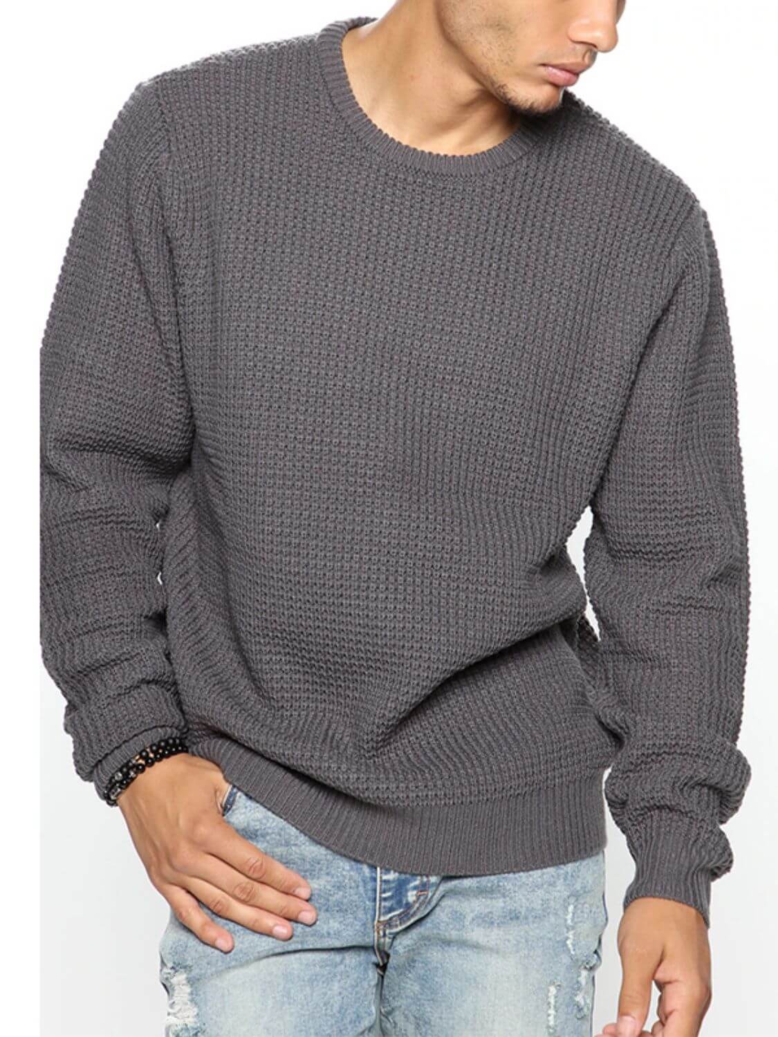 Men's Full Size Round Neck Long Sleeve Sweater Plus Size mens sweatshirts Luxurious Weddings