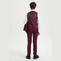 Stacy Adams Boys Suit 5-Piece Set | Burgandy Suits Luxurious Weddings