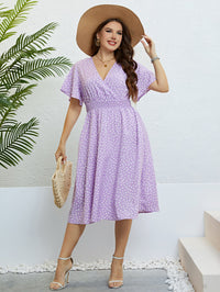 Honey Plus Size Printed Smocked Waist Surplice Dress Plus size dress Luxurious Weddings