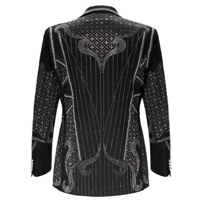 BAROCCO Men's Duke Rhinestone Design Blazer | Black/Silver Men's Blazer Luxurious Weddings