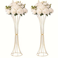 Gold Metal Trumpet Vase Set - Elegant Decor Vases Luxurious Weddings