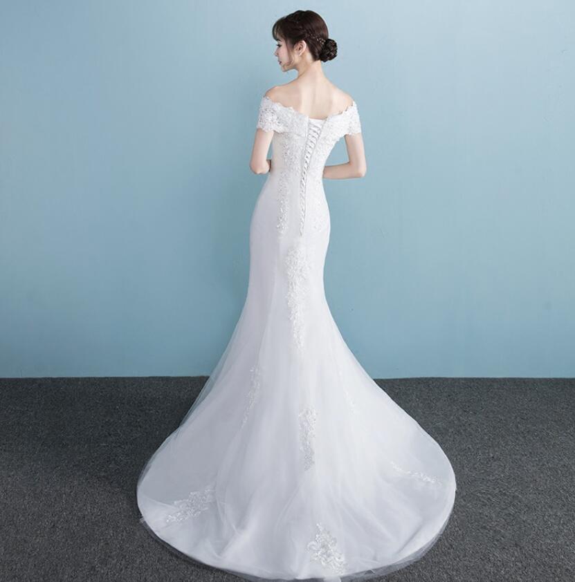 One-shoulder Wedding Dress Bride Married Slim Slimming Waist Fishtail Wedding Dress Fishtail Wedding Dress