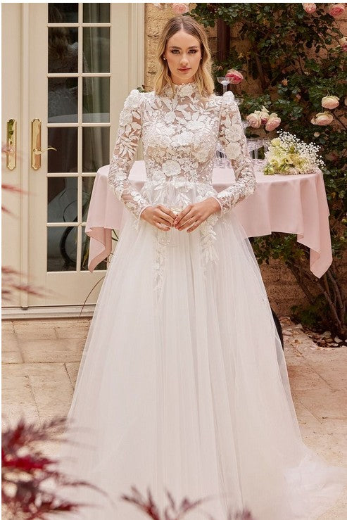 The Enchanting Long Sleeve Lace Wedding Ball Gown