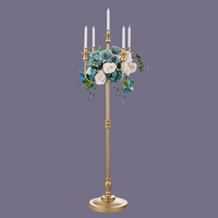 Golden Wedding Candelabra - 127cm Tall, 5 Arm Metal Candle Holder