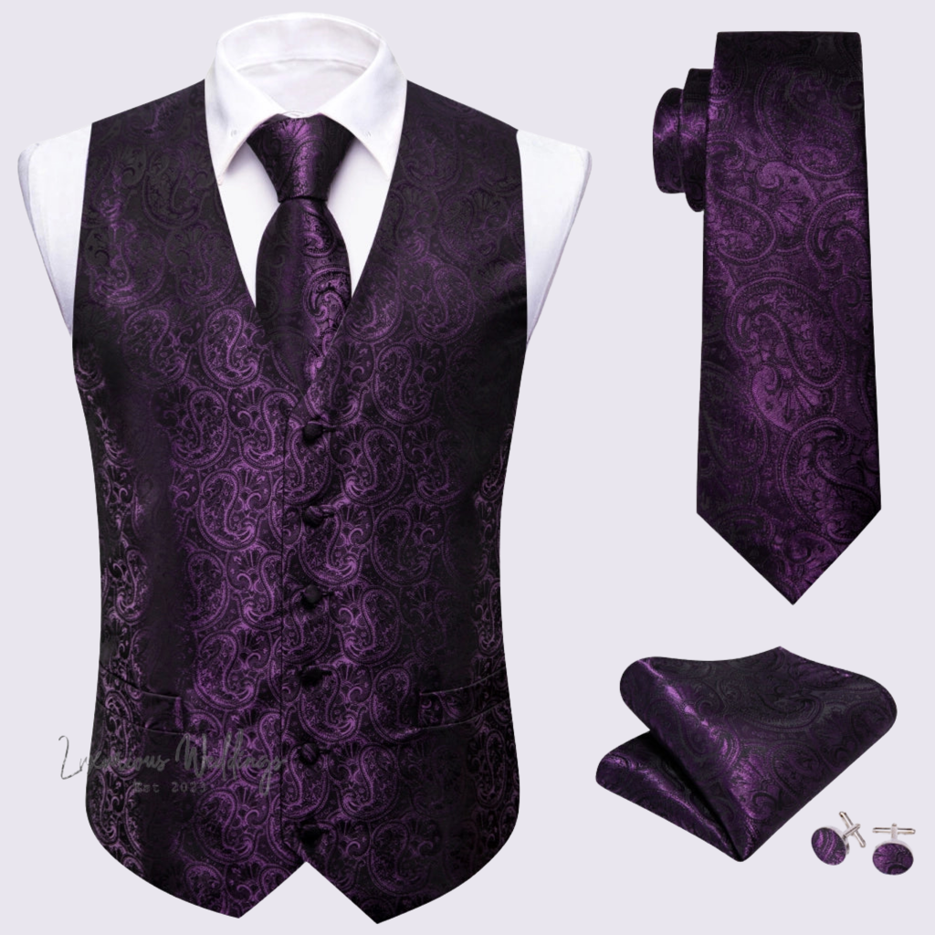 Lavender Silk Vest Set Luxurious Weddings