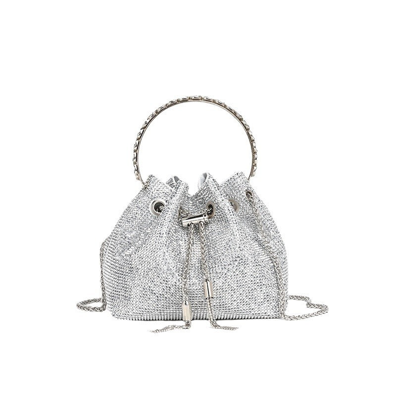 Classic rhinestone bag women's evening bag high-end tassel bag handbag textured full diamond crossbody portable bucket bag Handbags Luxurious Weddings