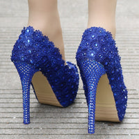 Lace Wedding Shoes Rhinestone Blue Lace Shoes rhinestone heels