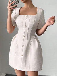 Square Neck Short Sleeve Mini Dress Dresses/Mini Dresses Luxurious Weddings