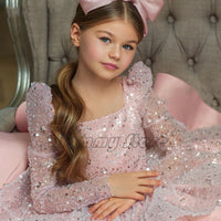 Girls' Sequined Princess Dress Bow Knot Luxurious Weddings