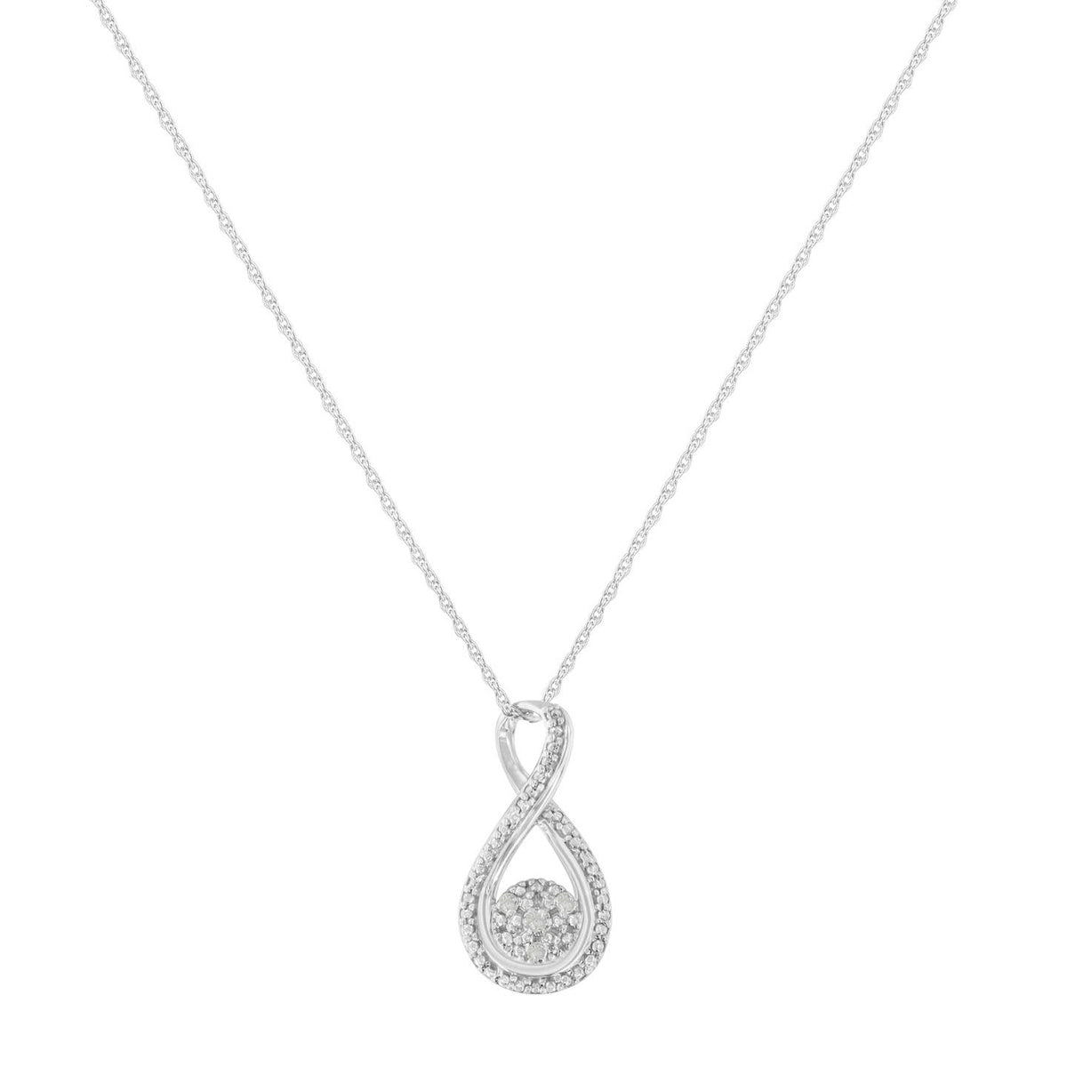 Sterling Silver Diamond Accent Infinity 18" Pendant Necklace Jewellery Luxurious Weddings