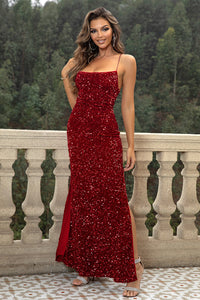 Sequin Backless Split Maxi Dress Ball Gown Luxurious Weddings