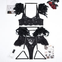 a lingerie set with a bra and garter