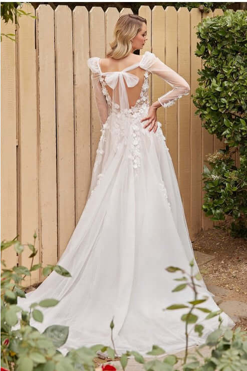 Elegant A-Line Wedding Dress with Removable Sleeves Wedding Dress Luxurious Weddings