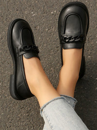Chain Detail Leather Loafers Flats Luxurious Weddings