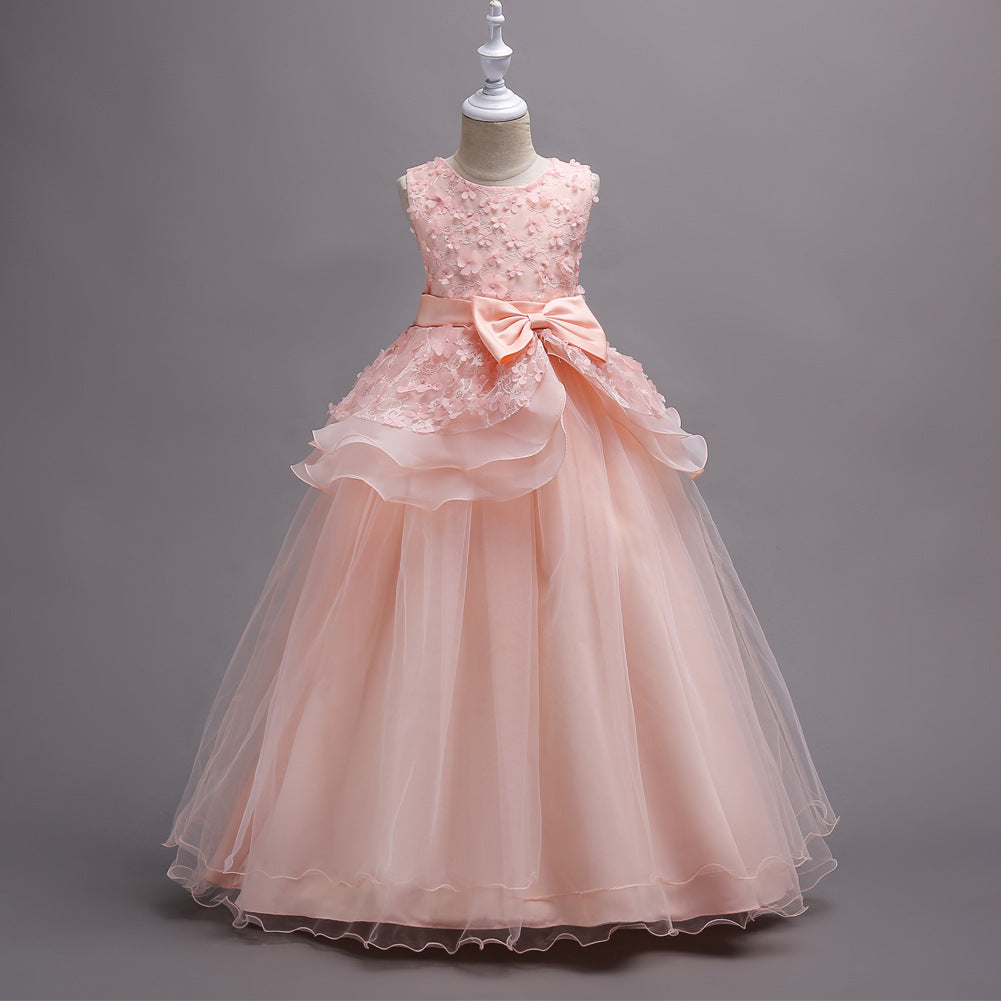 Girls flower long princess dress Luxurious Weddings