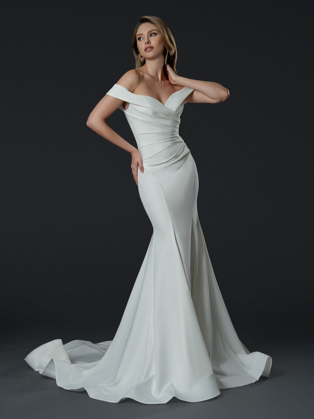Long Pleated Mermaid Wedding Dress Mermaid Dress Luxurious Weddings