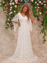 Lace V-Neck Floor length Dress wedding dress Luxurious Weddings