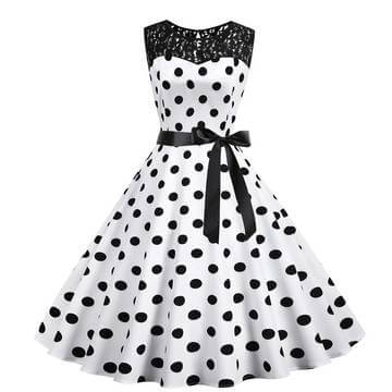 Polka Dot Sleeveless Dress Retro Dress Luxurious Weddings
