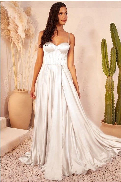 Satin A-Line Bustier Bridal Gown A-line Gown Luxurious Weddings