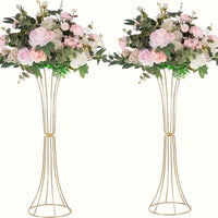 Gold Metal Trumpet Vase Set - Elegant Decor Vases Luxurious Weddings