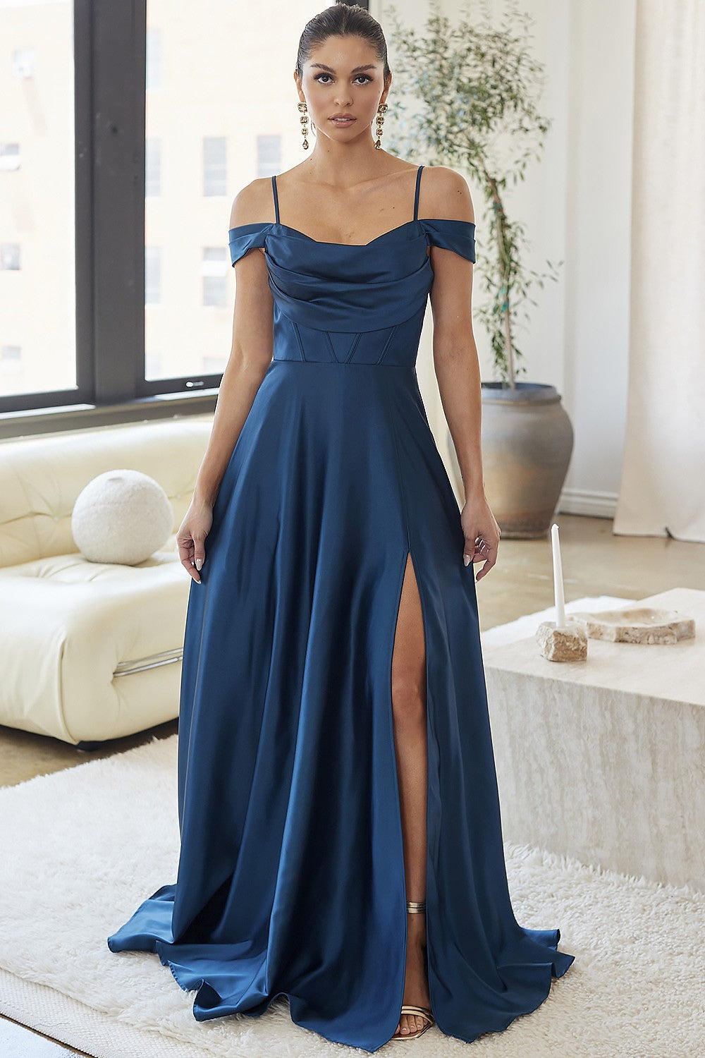 Side Split Silk Bridesmaid Dress