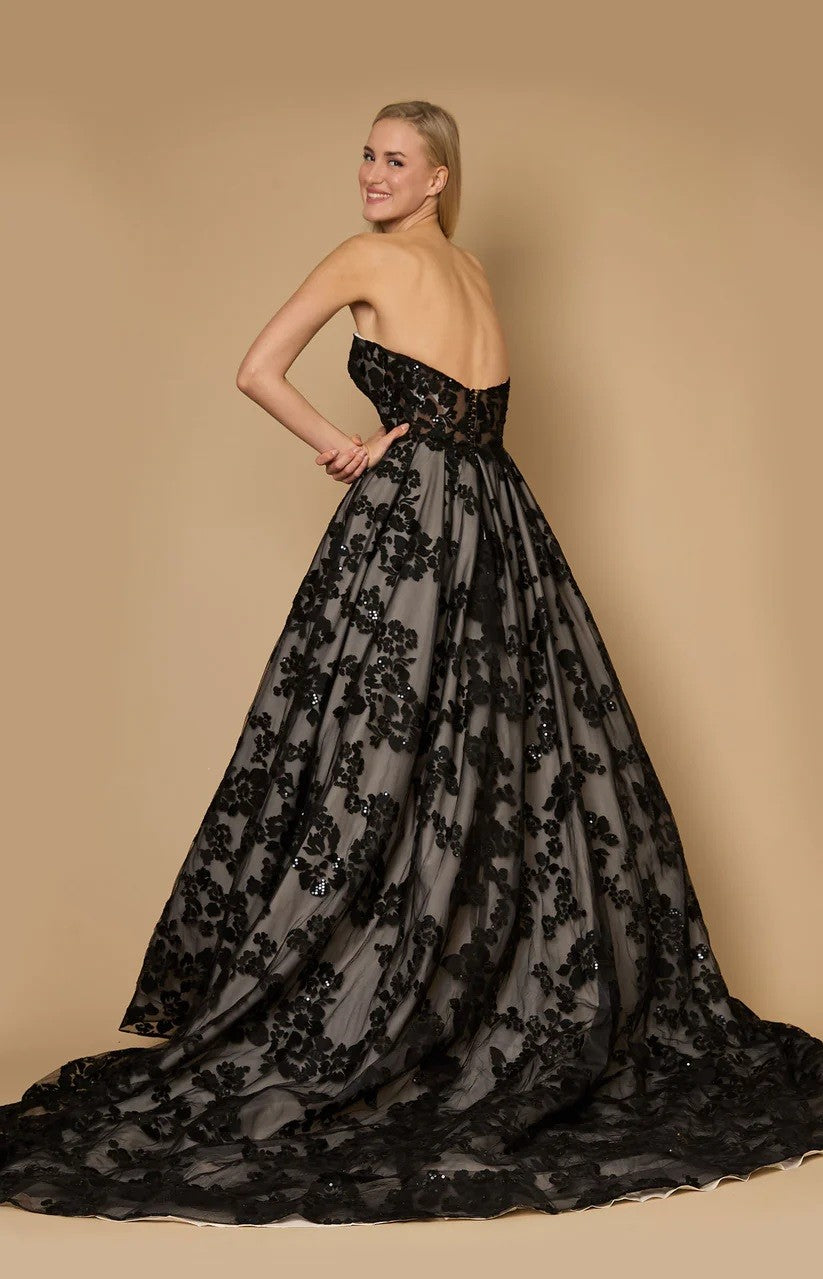 Long Black Tie Formal Ball Gown