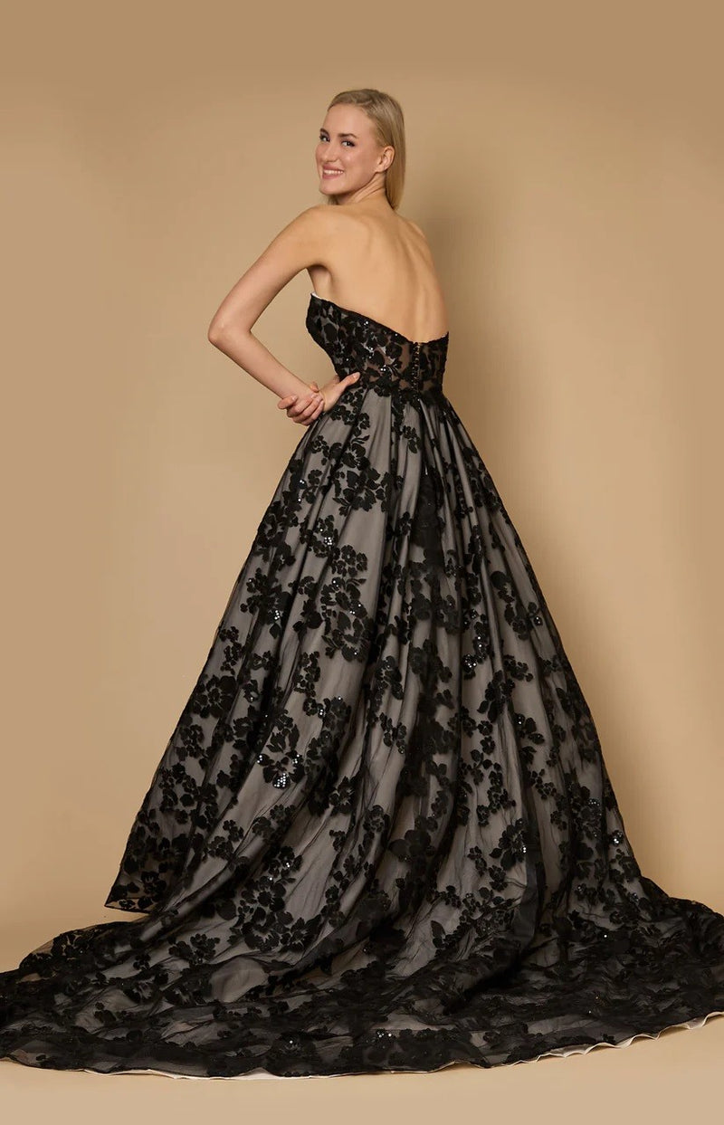 Long Black Tie Formal Ball Gown