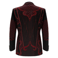 BAROCCO Men's Duke Rhinestone Design Blazer | Black/Red Men's Blazer Luxurious Weddings