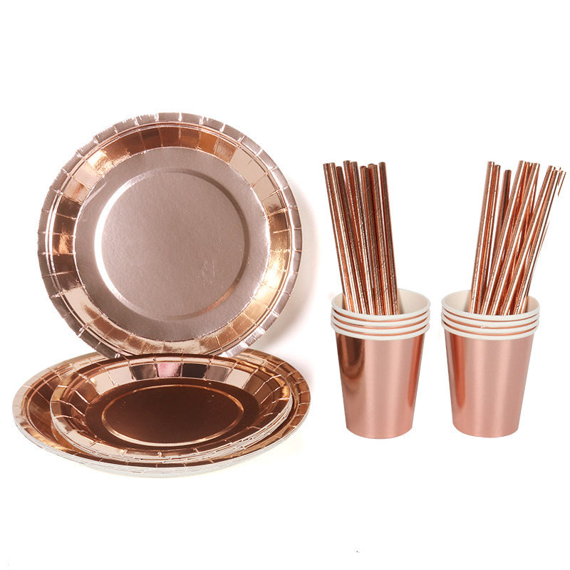 Disposable Party Supplies Tableware Set Decoration Supplies Disposable Tableware Luxurious Weddings
