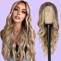 a blonde wig with long wavy hair