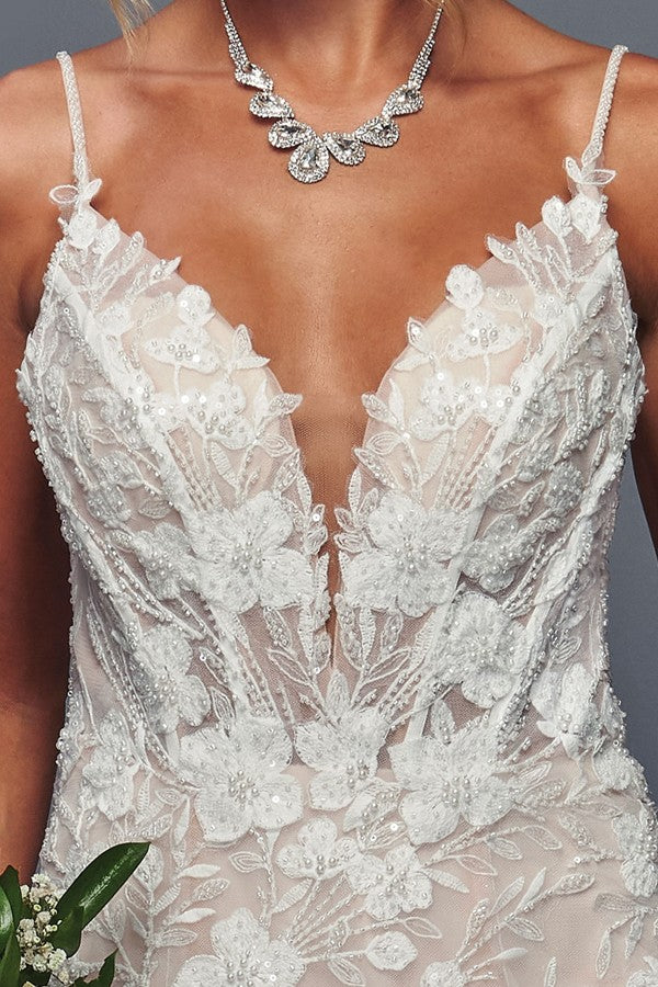 Skinny Straps Trumpet Wedding Gown wedding dress Luxurious Weddings