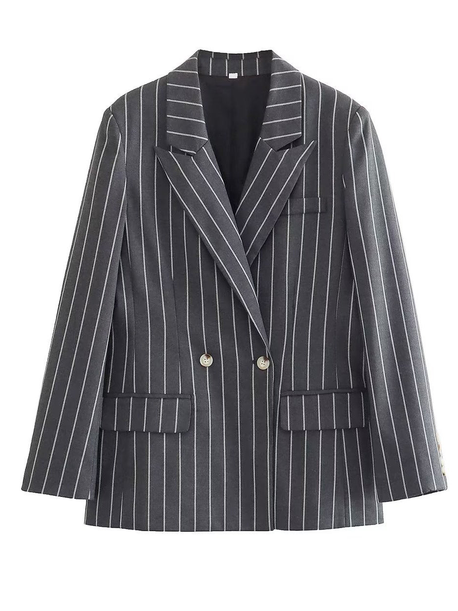 Elegant Striped Blazer & High Waist Pants Set Luxurious Weddings