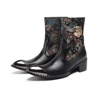 Men’s Black Floral Leather boots