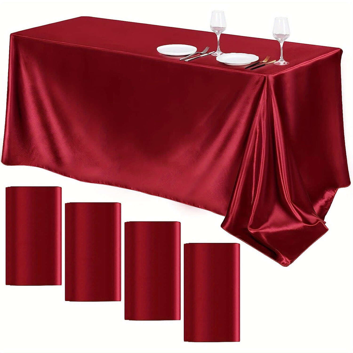 Elegant Golden Satin Tablecloth Overlay - 102 x 58\" Tablecloth Luxurious Weddings