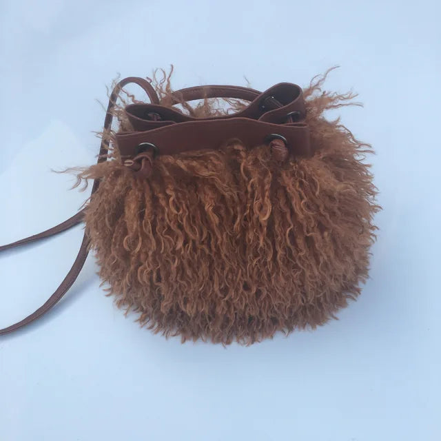 Long Fur Wool Bucket Bag Handbags Luxurious Weddings