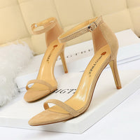 High-heeled suede open-toe pumps shoes Luxurious Weddings